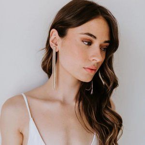 Untamed Petals Cancun Earrings in Gold | Crystal and Pearl Drop Bridal Earrings